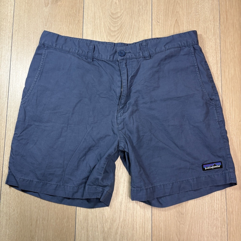 Patagonia Mens Organic Cotton Chino Shorts Blue Size 32 6" Inseam Hiking Outdoor